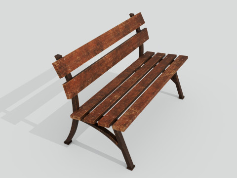 Wooden bench red old 3D Model