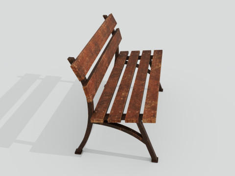 Wooden bench red old 3D Model