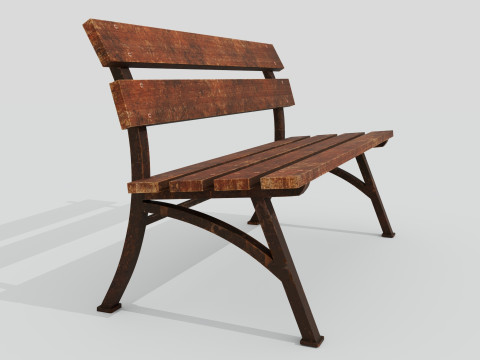 Wooden bench red old 3D Model