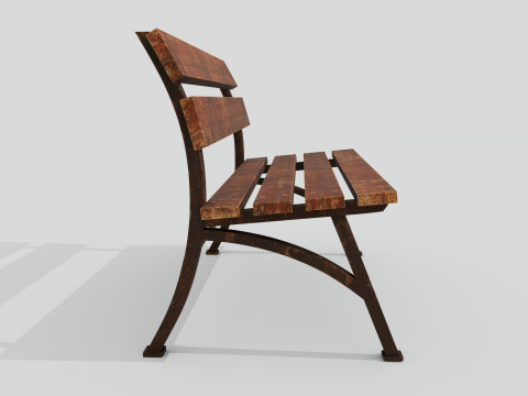 Wooden bench red old 3D Model