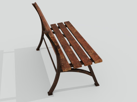 Wooden bench red old 3D Model