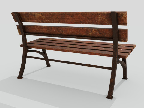 Wooden bench red old 3D Model