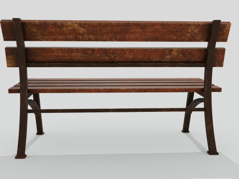 Wooden bench red old 3D Model