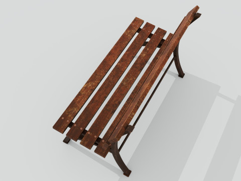 Wooden bench red old 3D Model