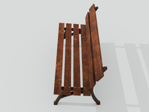 Wooden bench red old 3D Model