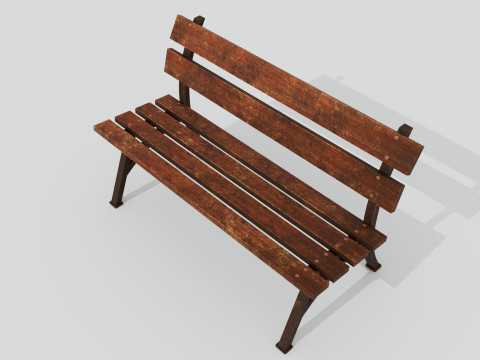Wooden bench red old 3D Model