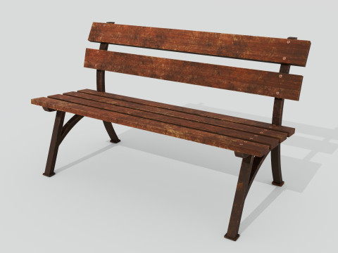 Wooden bench red old 3D Model