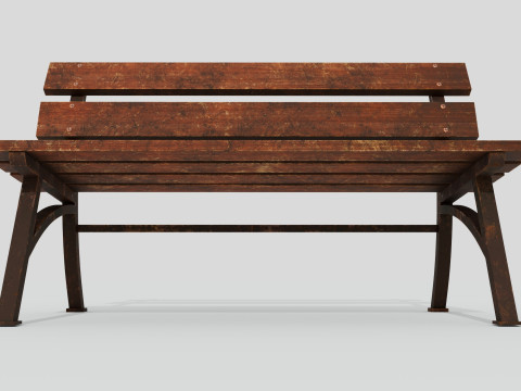 Wooden bench red old 3D Model