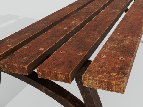 Wooden bench red old 3D Model