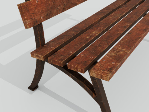 Wooden bench red old 3D Model