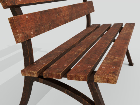 Wooden bench red old 3D Model