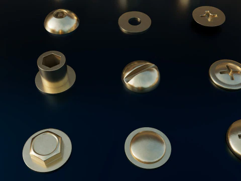 Screws gold color 3D Model