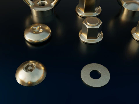 Screws gold color 3D Model