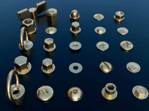 Screws gold color 3D Model