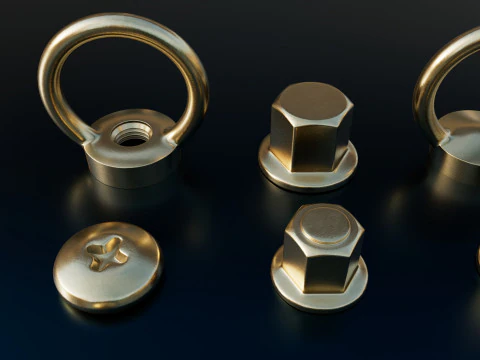 Screws gold color 3D Model