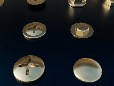 Screws gold color 3D Model