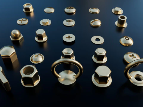 Screws gold color 3D Model