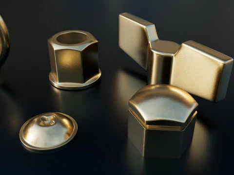 Screws gold color 3D Model