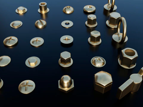 Screws gold color 3D Model