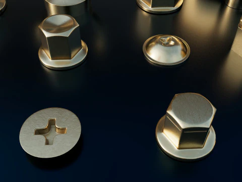 Screws gold color 3D Model