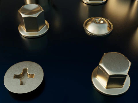 Screws gold color 3D Model