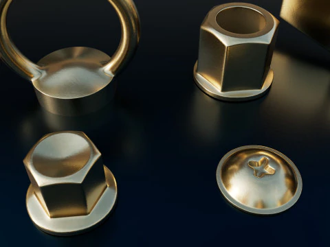 Screws gold color 3D Model
