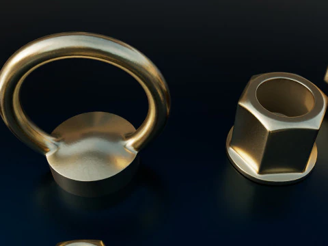 Screws gold color 3D Model