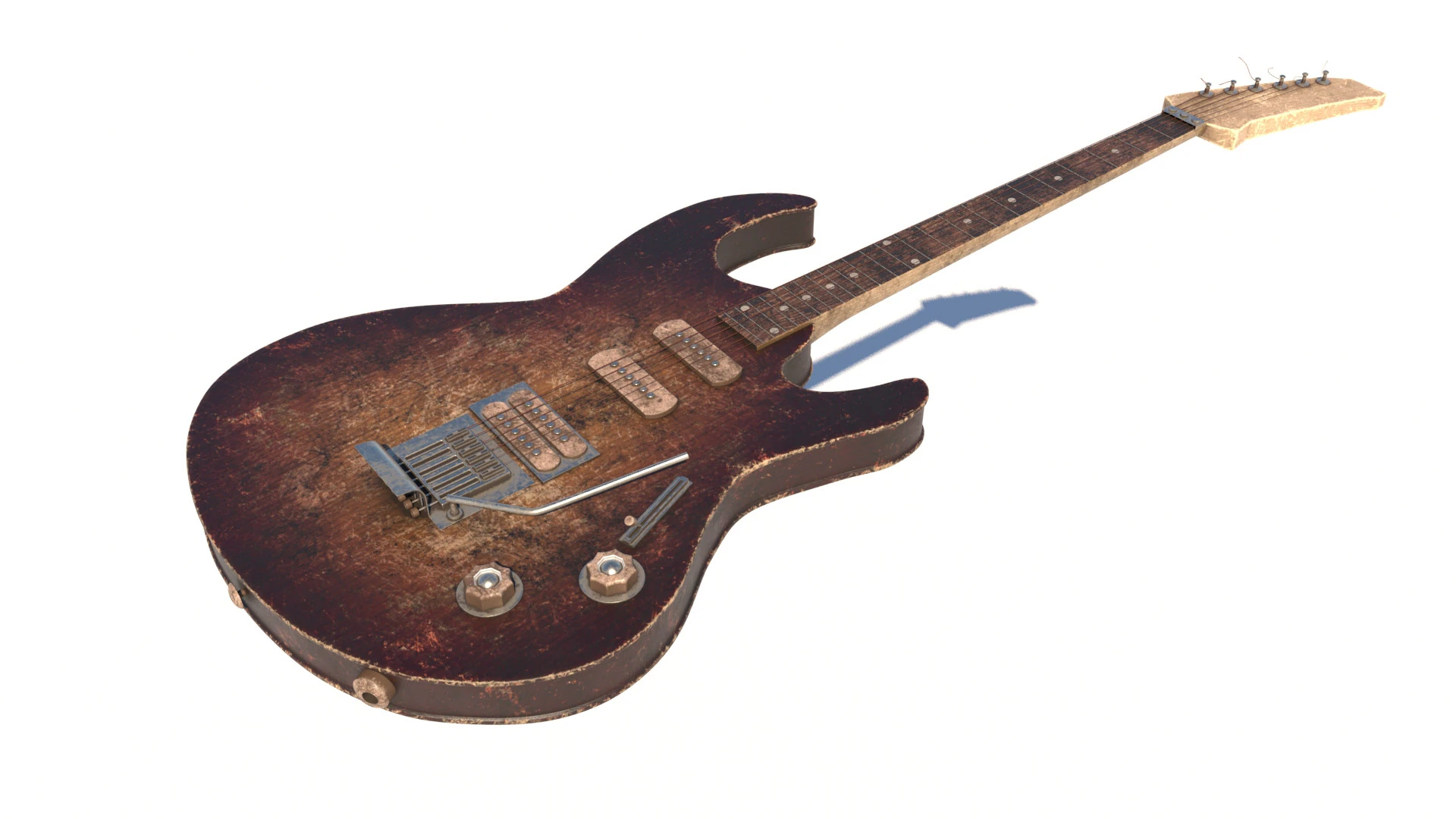 Electric old guitar 3D Model .c4d .max .obj .3ds .fbx .stl .blend