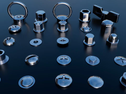 Винты хромированные 3D Модель