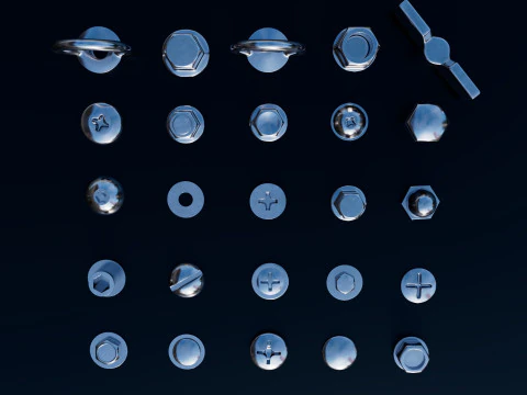 Screws chromium 3D Model