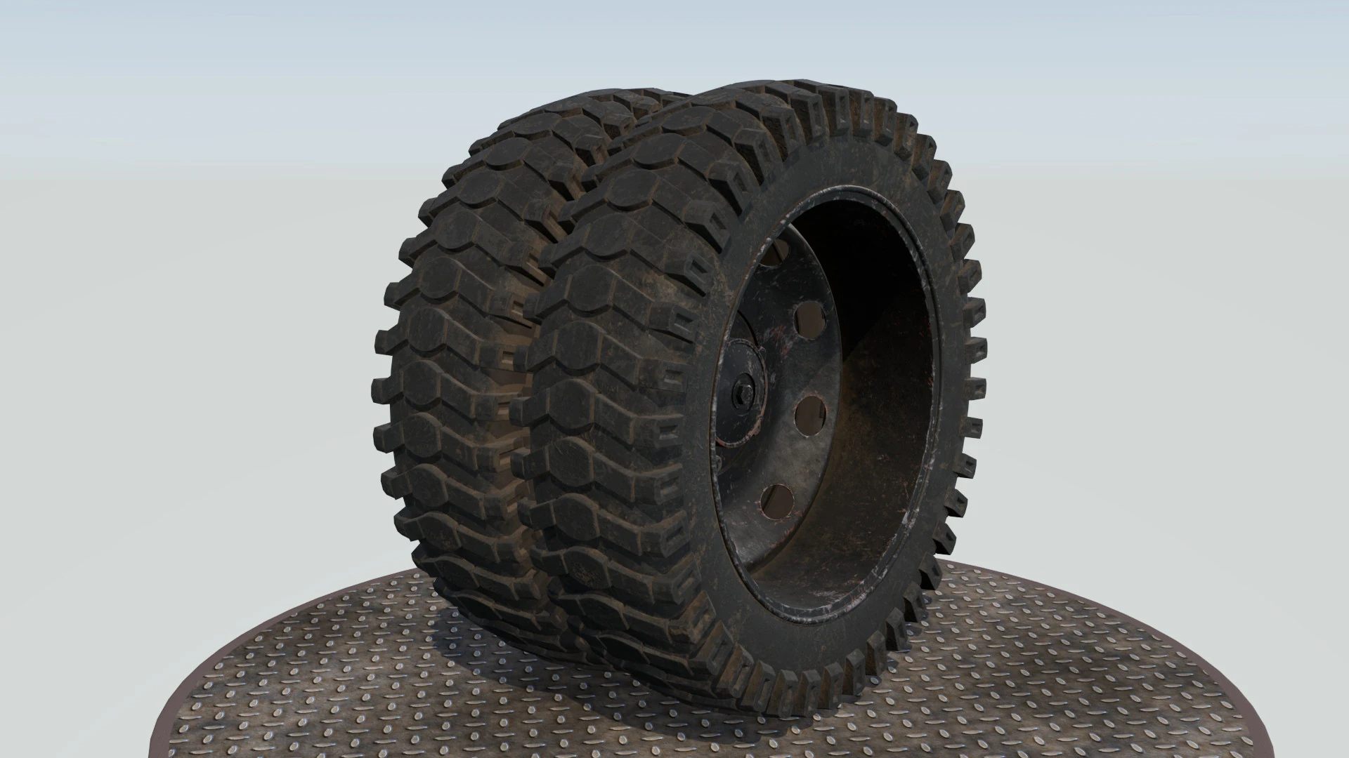 Double wheel black old 3D Model .c4d .max .obj .3ds .fbx .stl .blend