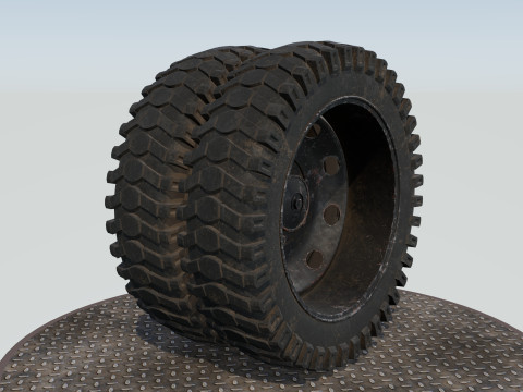 Double wheel black old 3D Model