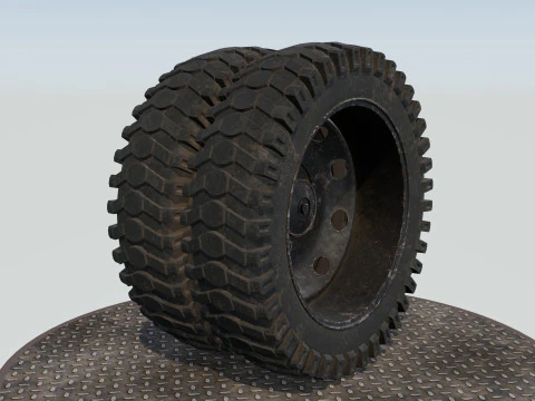 Roda dupla preta velha Modelo 3D