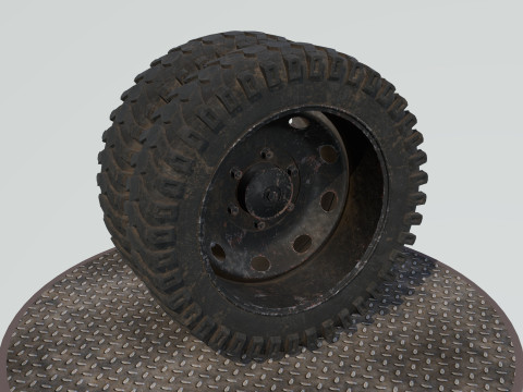 Double wheel black old Modello 3D