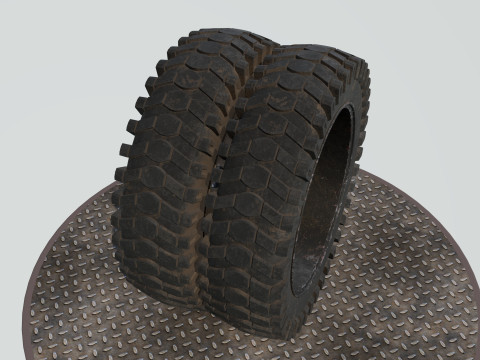 Double wheel black old Modello 3D