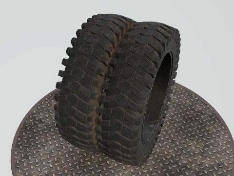 Double wheel black old 3D Model
