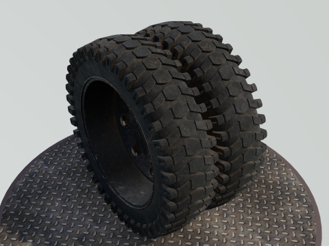 Double wheel black old Modello 3D