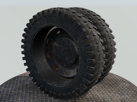 Double wheel black old Modello 3D