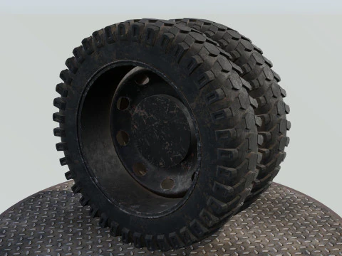 Double wheel black old 3D Model