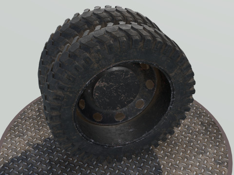 Double wheel black old Modello 3D