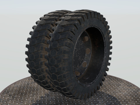 Double wheel black old Modello 3D