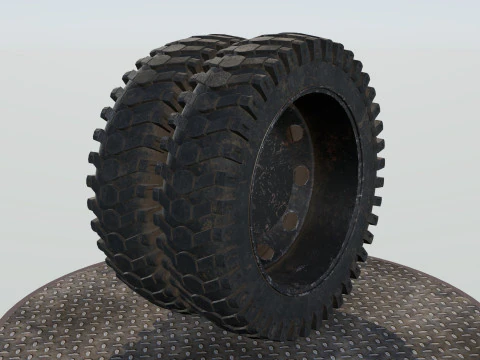 Double wheel black old 3D Model