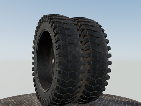Double wheel black old Modello 3D