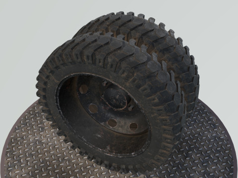 Double wheel black old Modello 3D