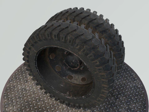 Double wheel black old 3D Model