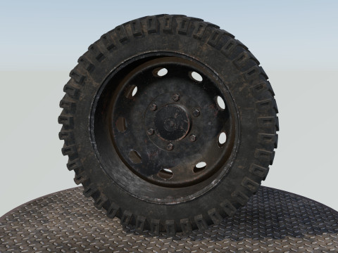 Double wheel black old Modello 3D
