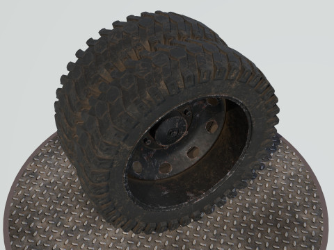 Double wheel black old Modello 3D