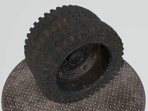 Double wheel black old 3D Model