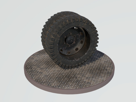 Double wheel black old Modello 3D