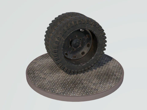 Double wheel black old 3D Model